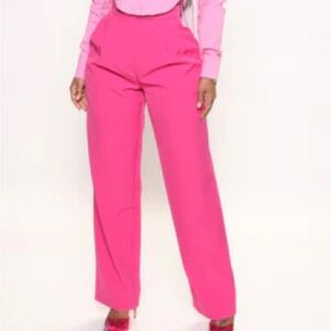 Fashion Nova Take Care of Business Hot Pink Trousers